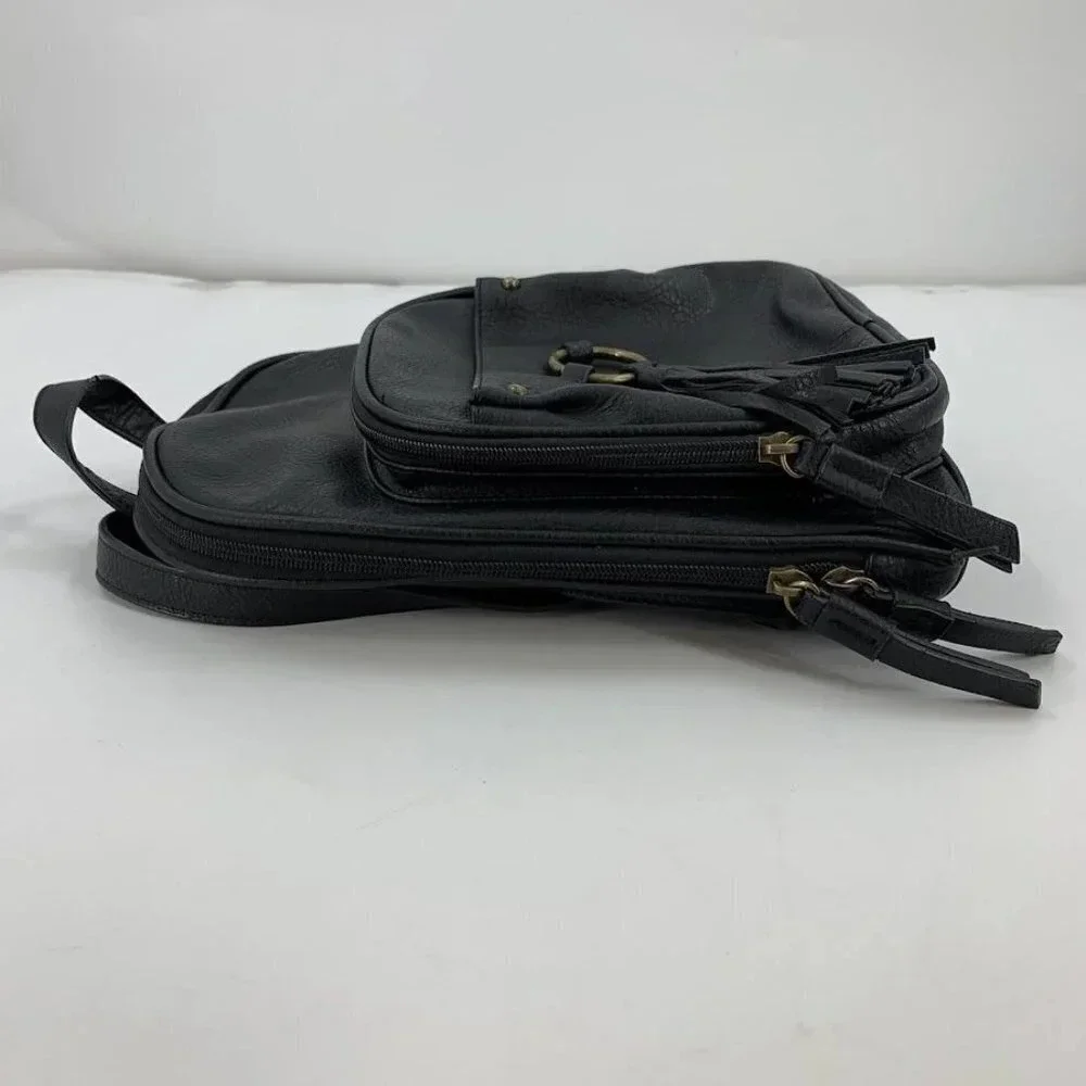 B.O.C. Born Concepts Mini Tassel Vegan Harness‎ Pebbled Leather Storage Backpack
